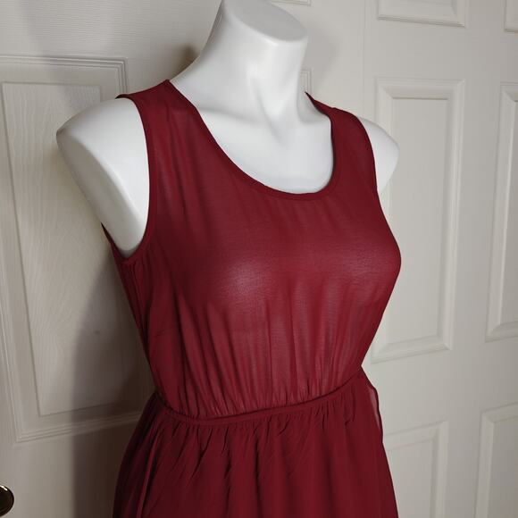 Sans Souci dark red hi-low flowy dress - Picture 3 of 9
